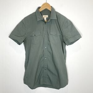 Diesel Short Sleeve Button Up Work Shirt Mens Large Green